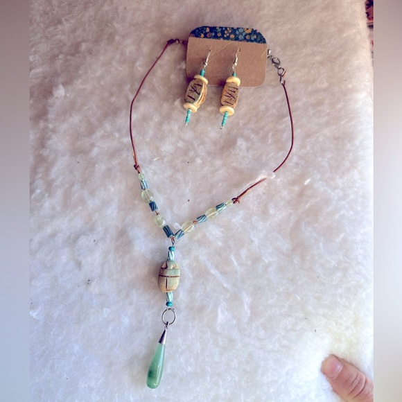 Wooden Bead 90s Y Necklace Handmade - Picture 2 of 8